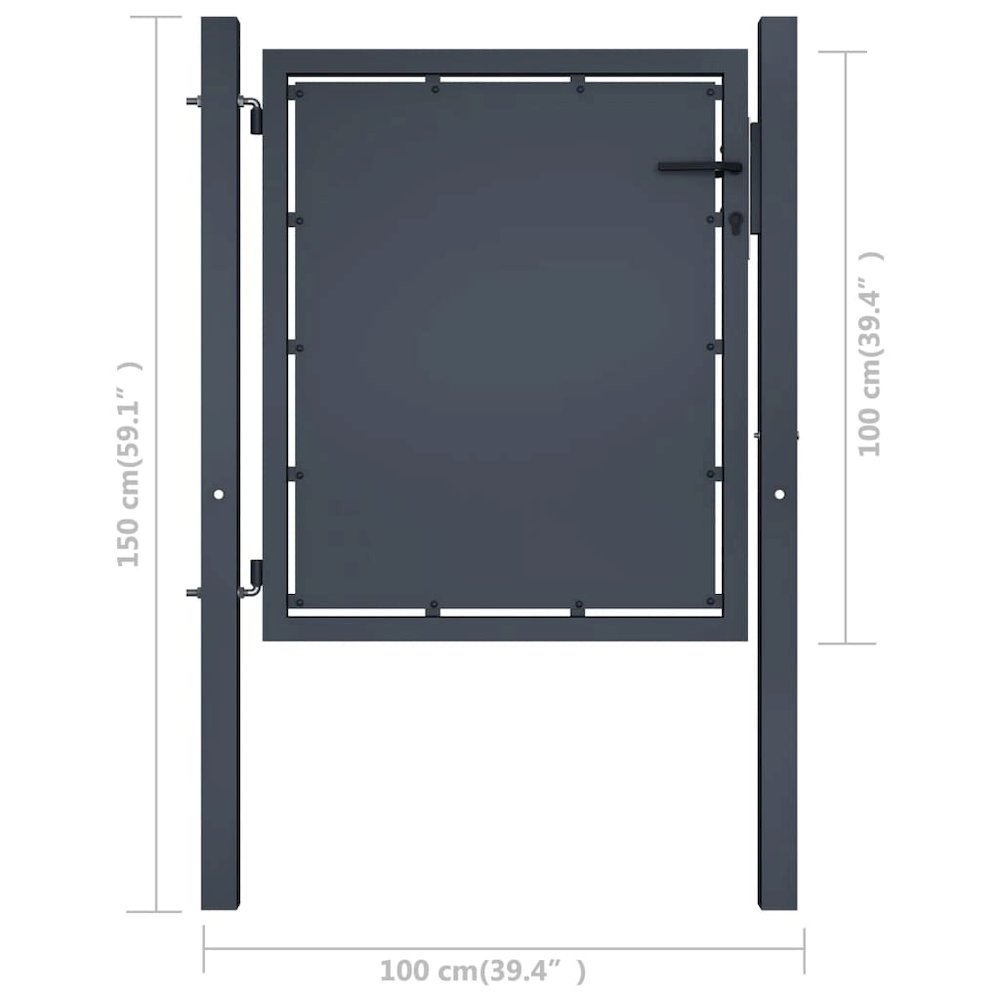 vidaXL Garden Gate Steel 39.4"x39.4" Anthracite 4518