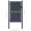 vidaXL Garden Gate Steel 39.4"x78.7" Anthracite 4522