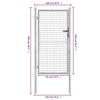 vidaXL Garden Gate Galvanized Steel 41.3"x78.7" Silver