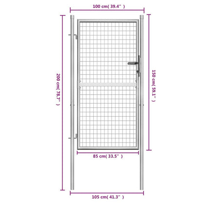 vidaXL Garden Gate Galvanized Steel 41.3"x78.7" Silver