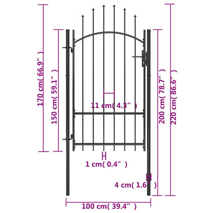 vidaXL Garden Gate Steel 39.4"x86.6" Black