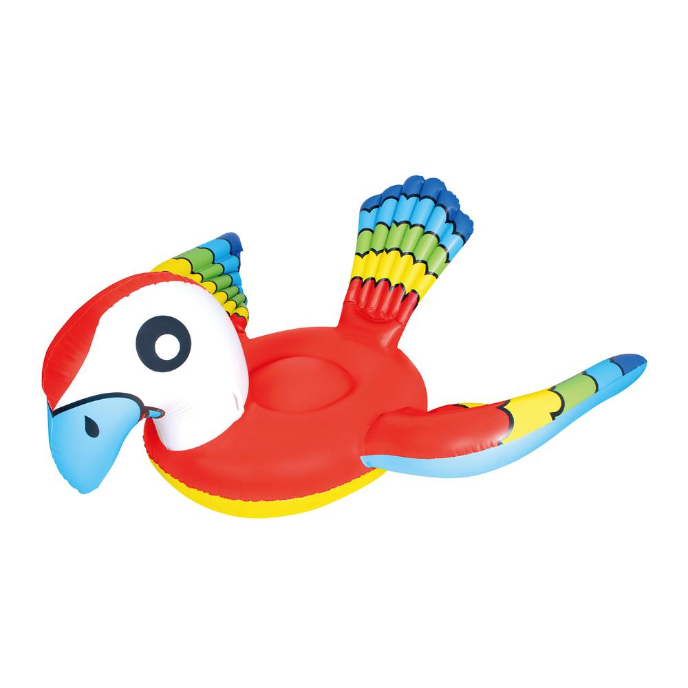 87" Red and Blue Jumbo Parrot Ride-On Inflatable Swimming Pool Float