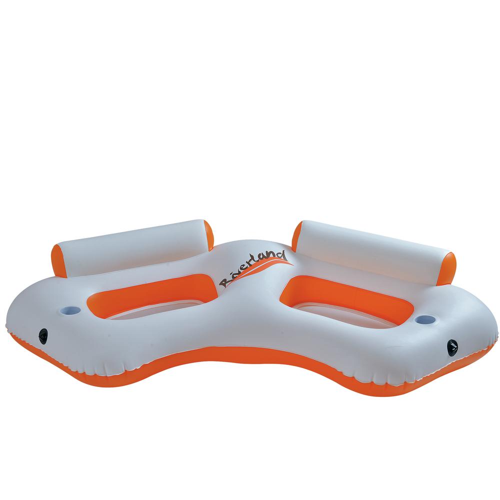 Inflatable Orange and White River Land Two Swimming Pool Sofa 85-Inch