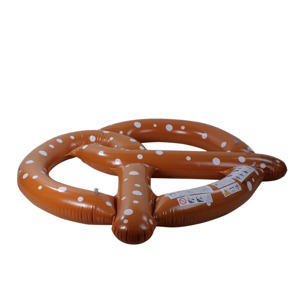 Inflatable Chocolate Brown and White Dotted Giant Pretzel 3-Person Swimming Pool Float 10-Inch