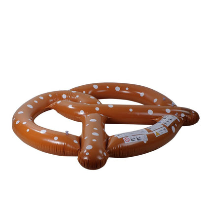 Inflatable Chocolate Brown and White Dotted Giant Pretzel 3-Person Swimming Pool Float 10-Inch