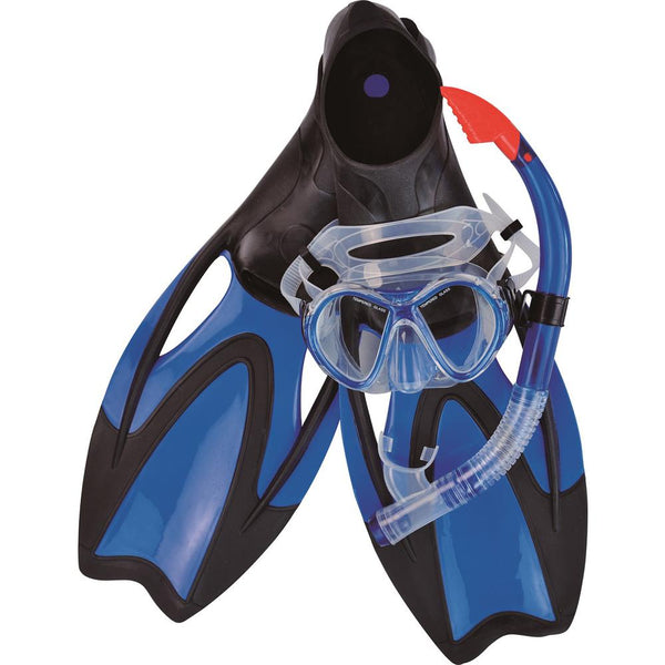14+ Years - Blue Swim Fins Snorkel and Goggle Pool Set - Medium