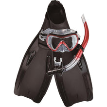 14+ Years - Red Swim Fins Snorkel and Goggle Pool Set - Medium