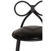 Set Of 1 Metal Kids Bow Chair With Black Vinyl Seat Cushion