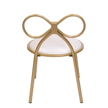 Set Of 1 Metal Kids Bow Chair With Gold Vinyl Seat Cushion