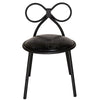 Metal Kids Bow Chair metal  - BLACK with Black Cushion - Gloss