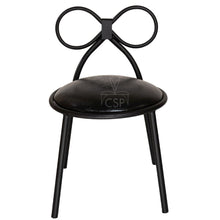 Metal Kids Bow Chair metal  - BLACK with Black Cushion - Gloss