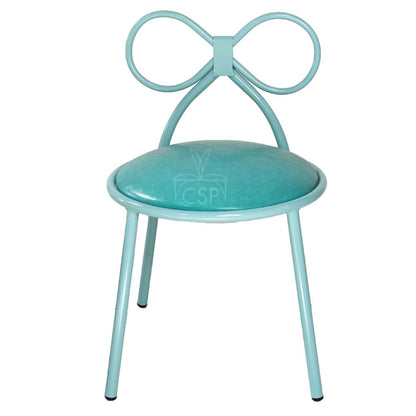 Metal Kids Bow Chair metal  - Blue with Blue Cushion - Gloss