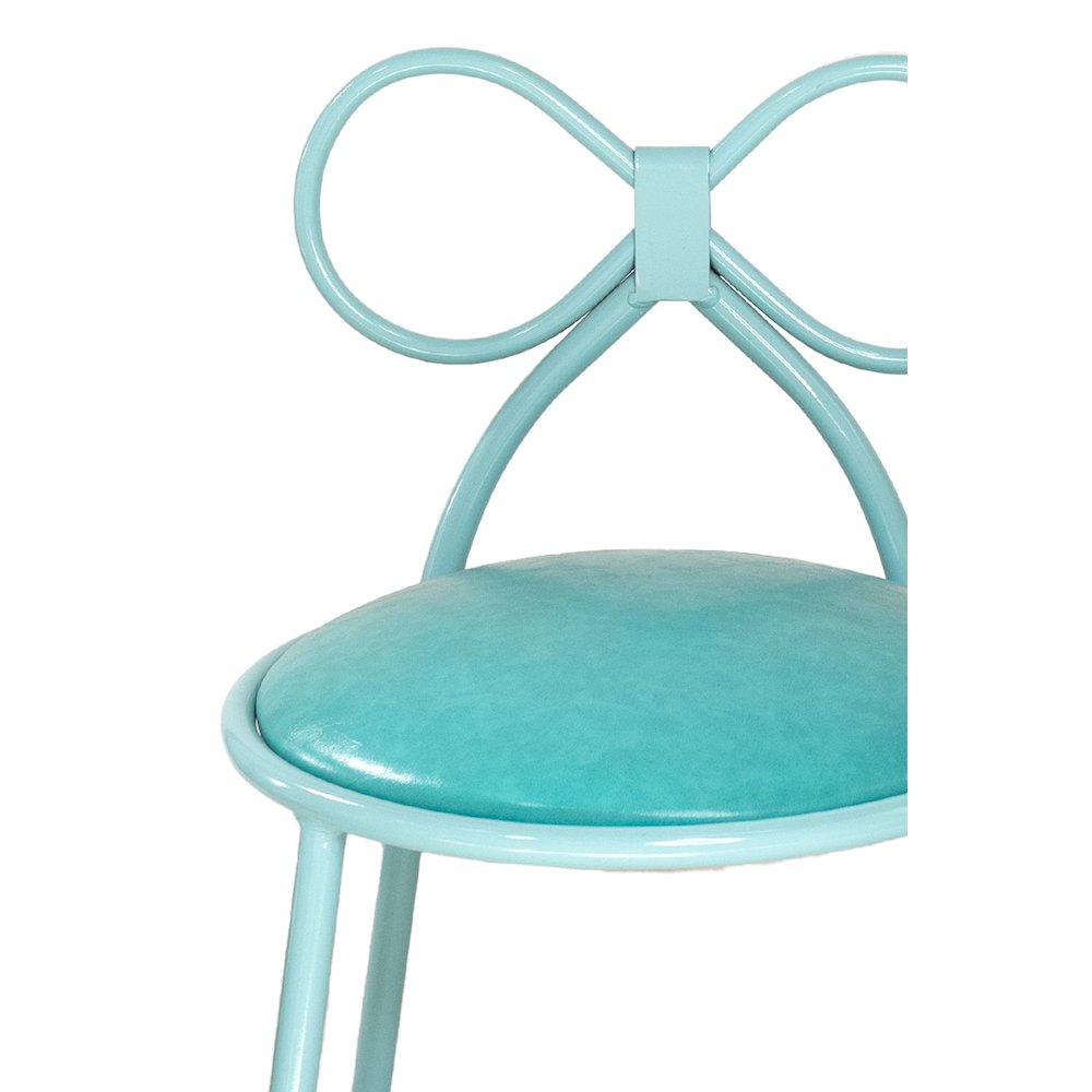 Metal Kids Bow Chair metal  - Blue with Blue Cushion - Gloss