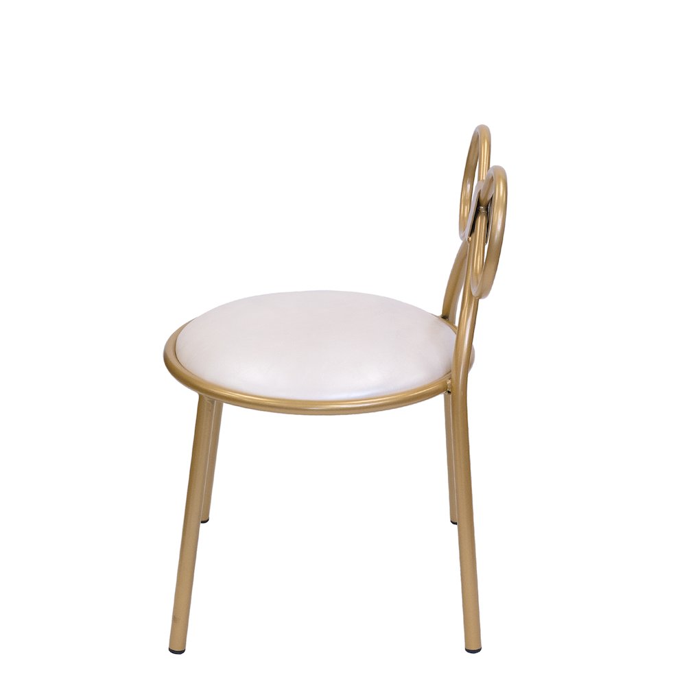Metal Kids Bow Chair metal  - Gold with Ivory  Cushion - Gloss