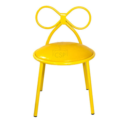 Metal Kids Bow Chair metal  - Yellow with Yellow Cushion - Gloss