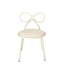 Set Of 1 Metal Kids Bow Chair With White Vinyl Seat Cushion