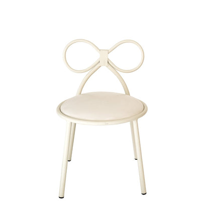 Set Of 1 Metal Kids Bow Chair With White Vinyl Seat Cushion