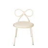 Set Of 1 Metal Kids Bow Chair With White Vinyl Seat Cushion