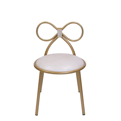Set Of 4 Metal Kids Bow Chair With Gold Vinyl Seat Cushion