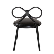 Set Of 1 Metal Kids Bow Chair With Black Vinyl Seat Cushion