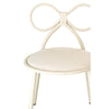 Set Of 4 Metal Kids Bow Chair With White Vinyl Seat Cushion