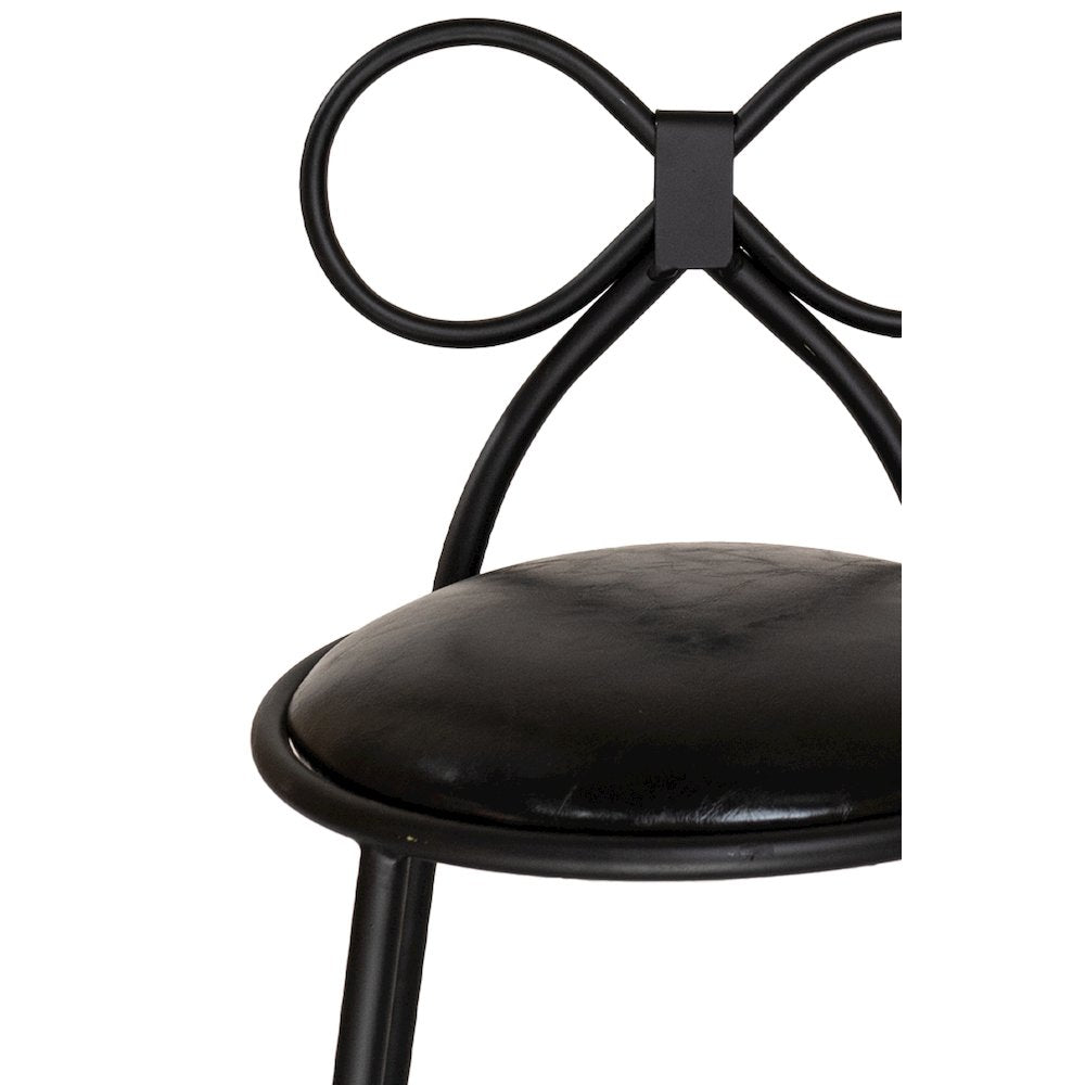 Set Of 4 Metal Kids Bow Chair With Black Vinyl Seat Cushion