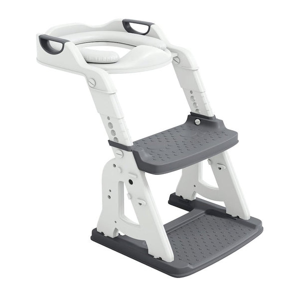 Toddler Potty Training Seat with Step Stool Ladder, Foldable, Grey