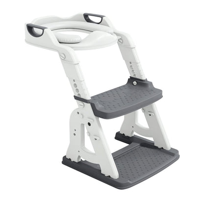 Toddler Potty Training Seat with Step Stool Ladder, Foldable, Grey