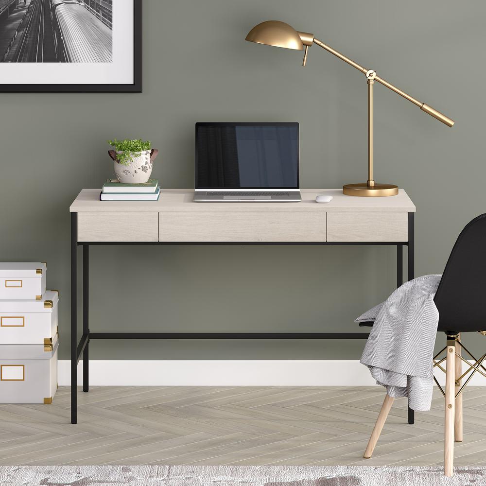 Evans 48" Wide Rectangular Writing Desk in Alder White