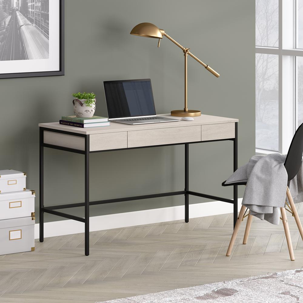 Evans 48" Wide Rectangular Writing Desk in Alder White