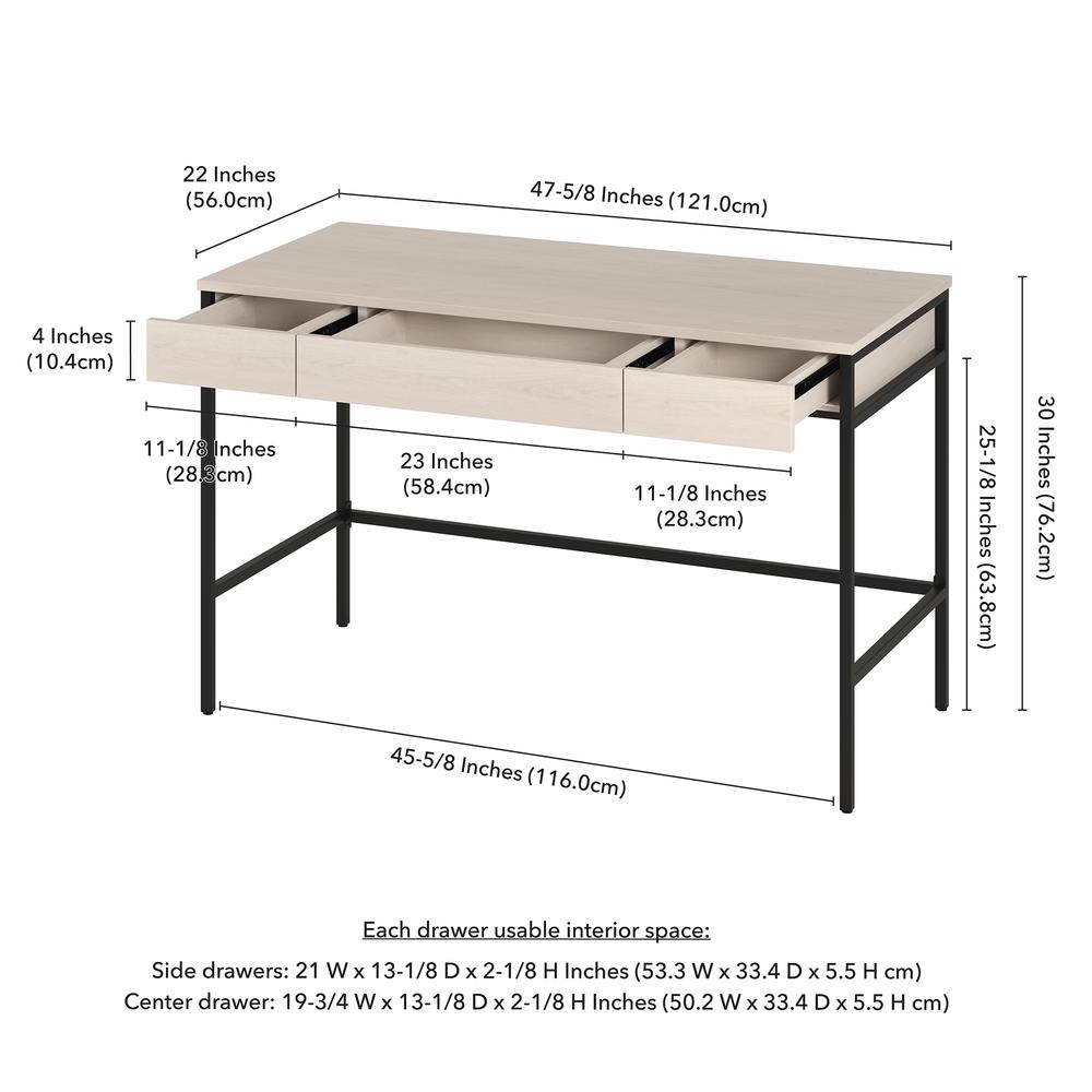 Evans 48" Wide Rectangular Writing Desk in Alder White