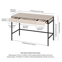 Evans 48" Wide Rectangular Writing Desk in Alder White