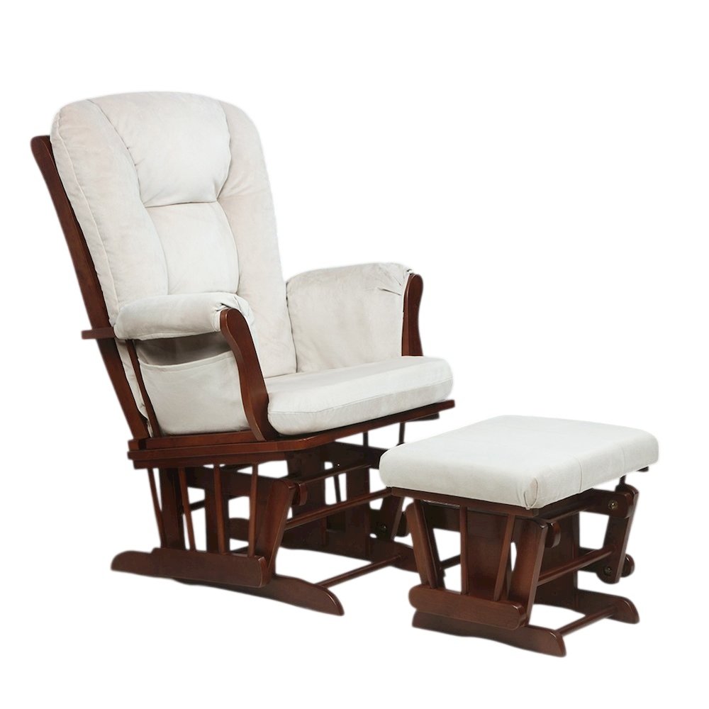 Alice Glider Chair and Ottoman Espresso without Pillow
