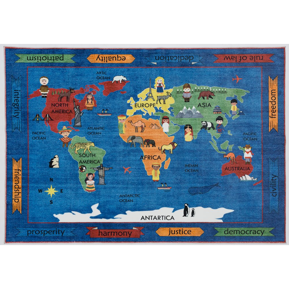 Kids 07 World Map Educational Rug