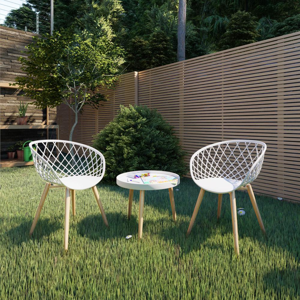 Jamesdar Kurv Mini Kids Chair, White and Natural (Set of 2)