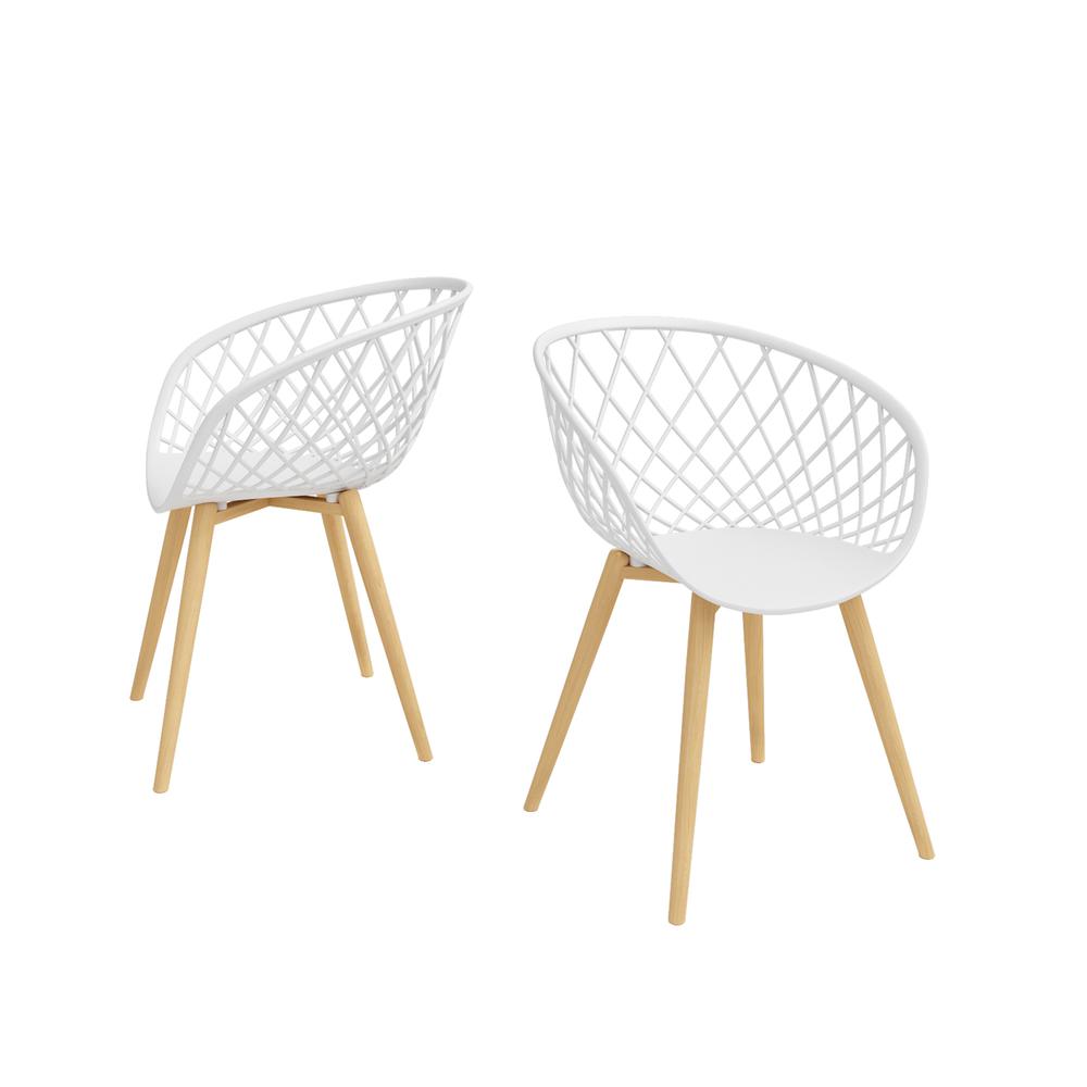 Jamesdar Kurv Mini Kids Chair, White and Natural (Set of 2)