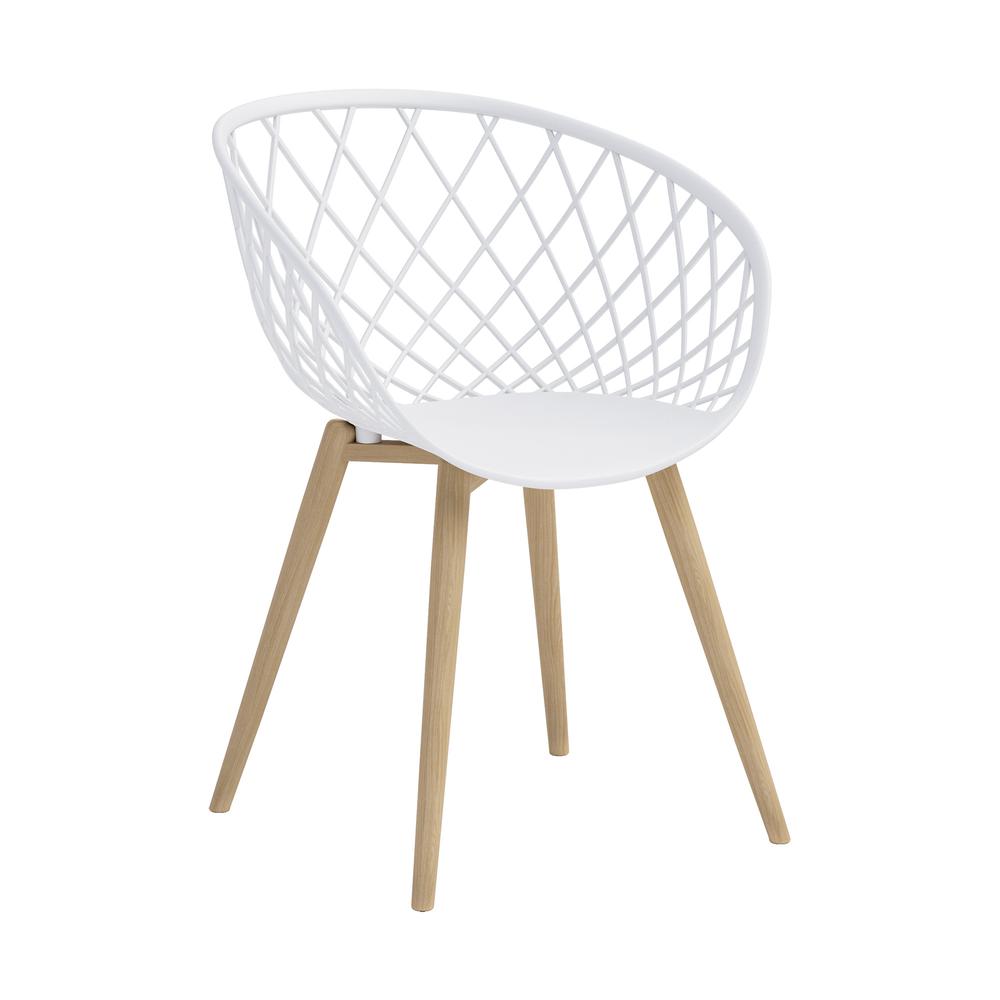 Jamesdar Kurv Mini Kids Chair, White and Natural (Set of 2)