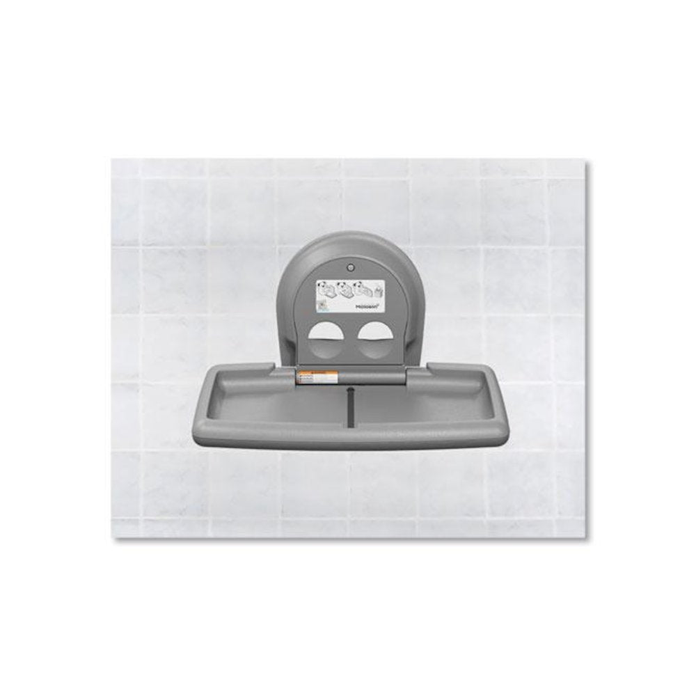 Baby Changing Station, Wall Horizontal Mount, 36.5 x 21.25, Gray