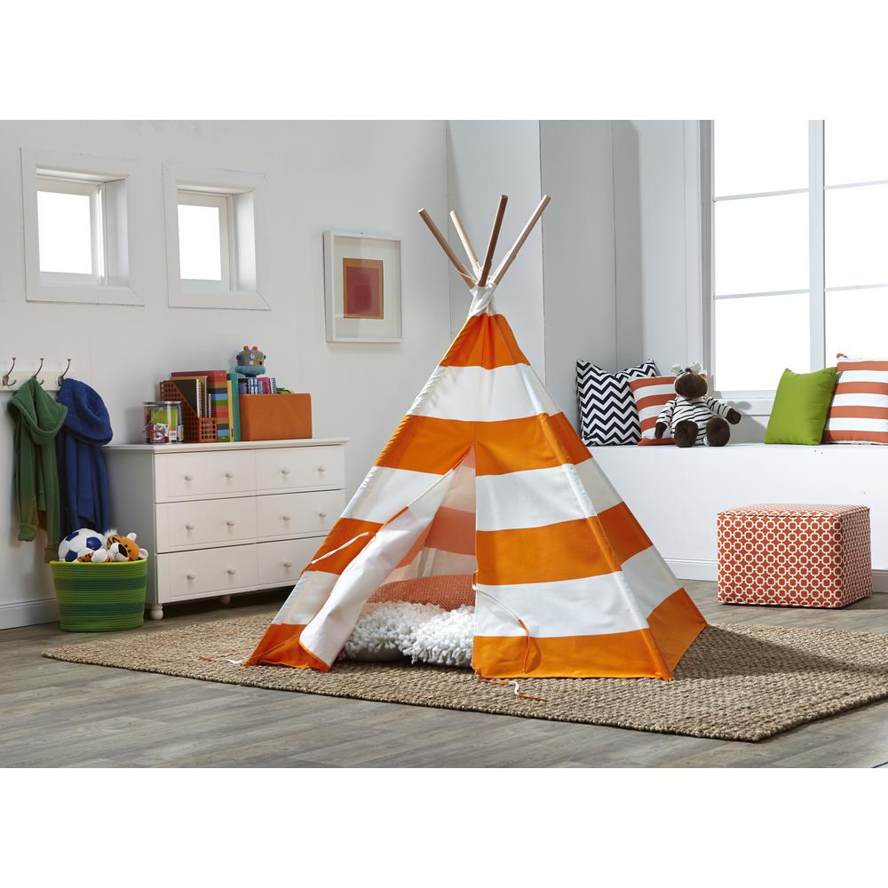 Children’s Teepee, Orange With White Stripes