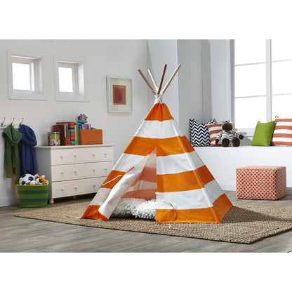 Children’s Teepee, Orange With White Stripes