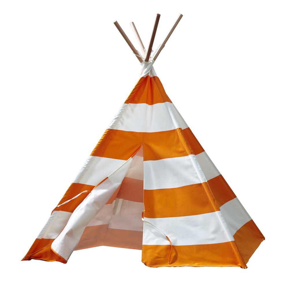 Children’s Teepee, Orange With White Stripes