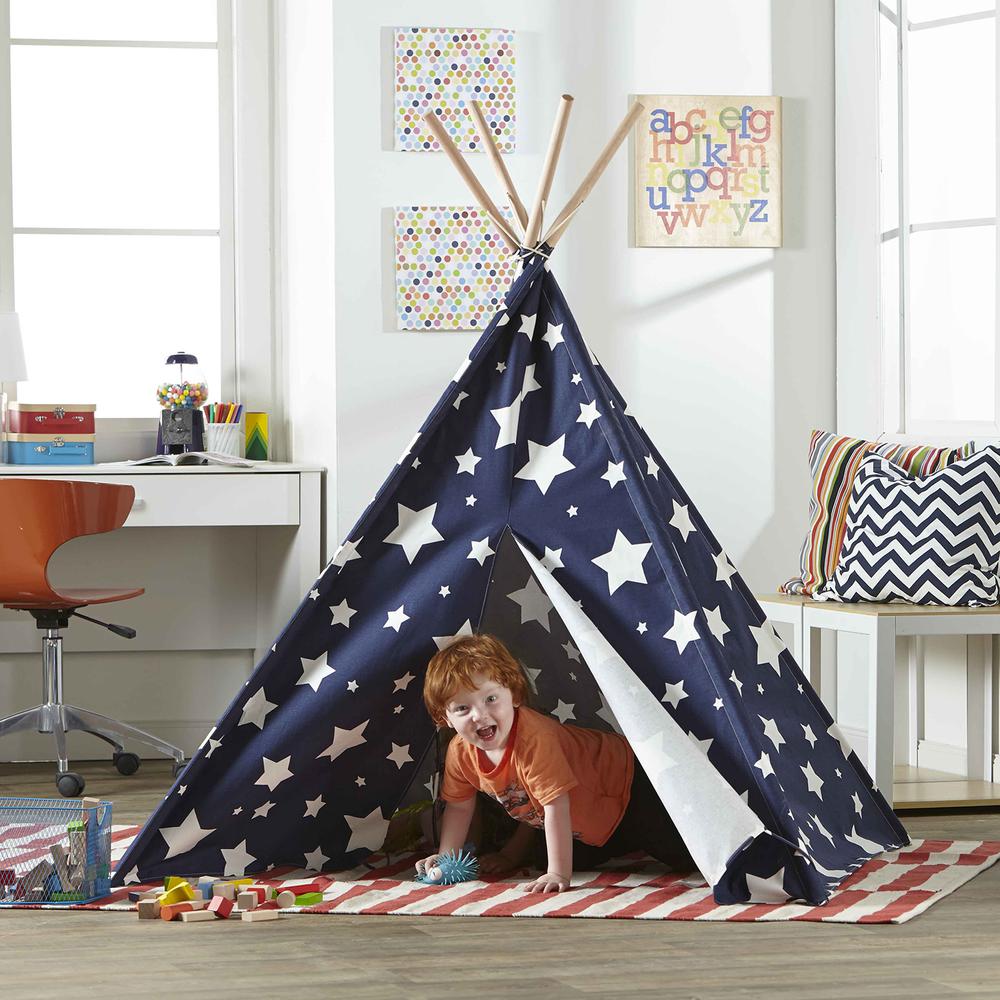 Children’s Teepee, Blue With White Stars