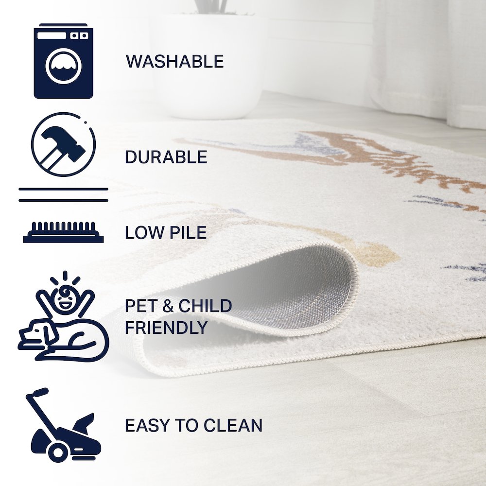 Kingdarr T-Re Modern Kids Machine-Washable Runner Rug