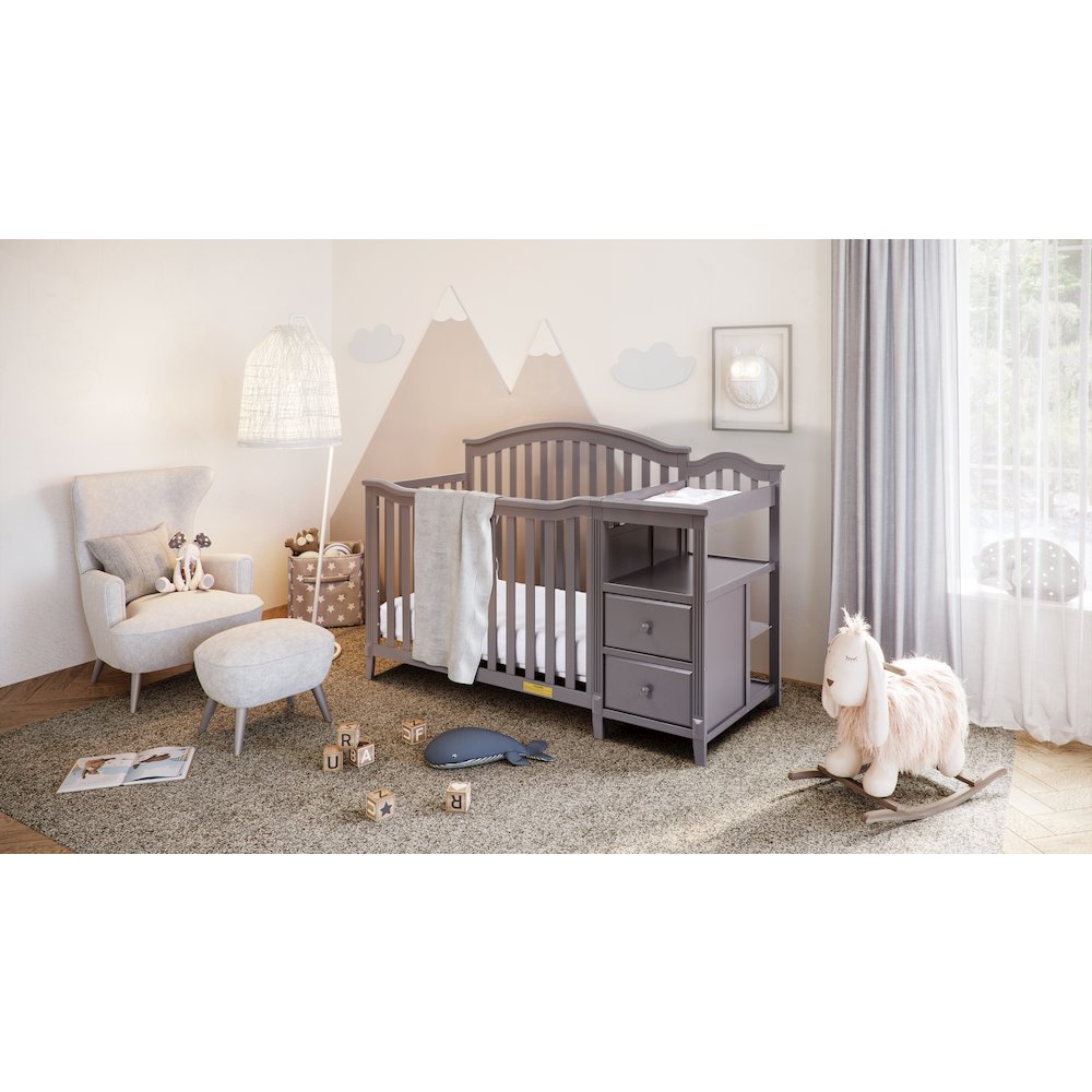 Kali 4-in-1 Convertible Crib and Changer Gray