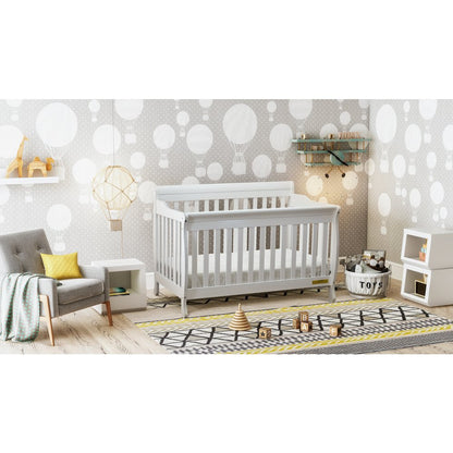 Alice 4-in-1 Convertible Crib with Toddler Guardrail White