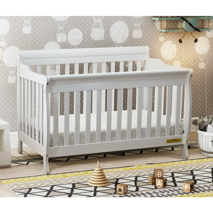 Alice 4-in-1 Convertible Crib with Toddler Guardrail White
