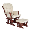 Sleigh Glider Chair and Ottoman Espresso with Beige Cushions