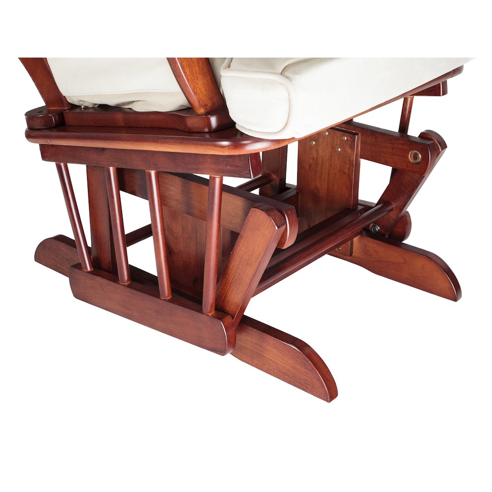 Sleigh Glider Chair and Ottoman Espresso with Beige Cushions