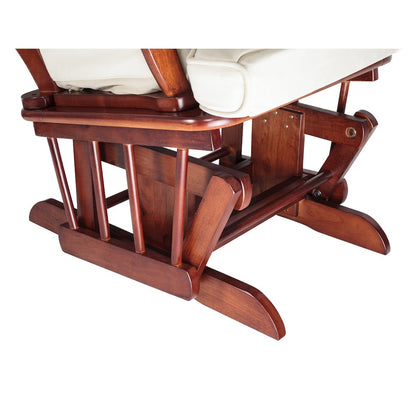 Sleigh Glider Chair and Ottoman Espresso with Beige Cushions