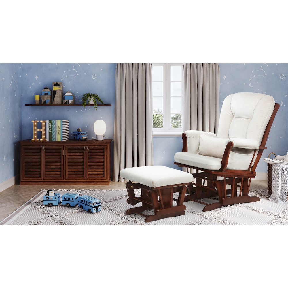 Alice Glider Chair and Ottoman Espresso with Pillow
